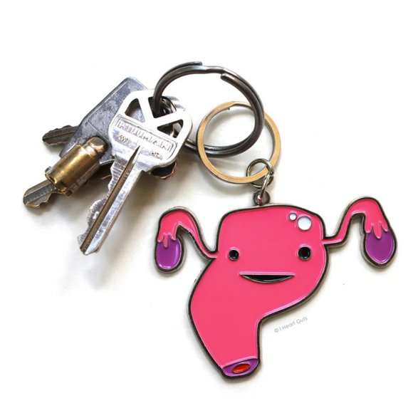 New In Pkg I Heart Guts Cute Uterus Keychain Bag Charm Kawaii Unique Gift! - Picture 2 of 4